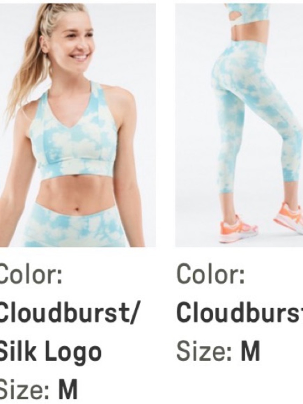Fabletics - Cloudburst Tie-Dye women’s Leggings & Top- Light Blue